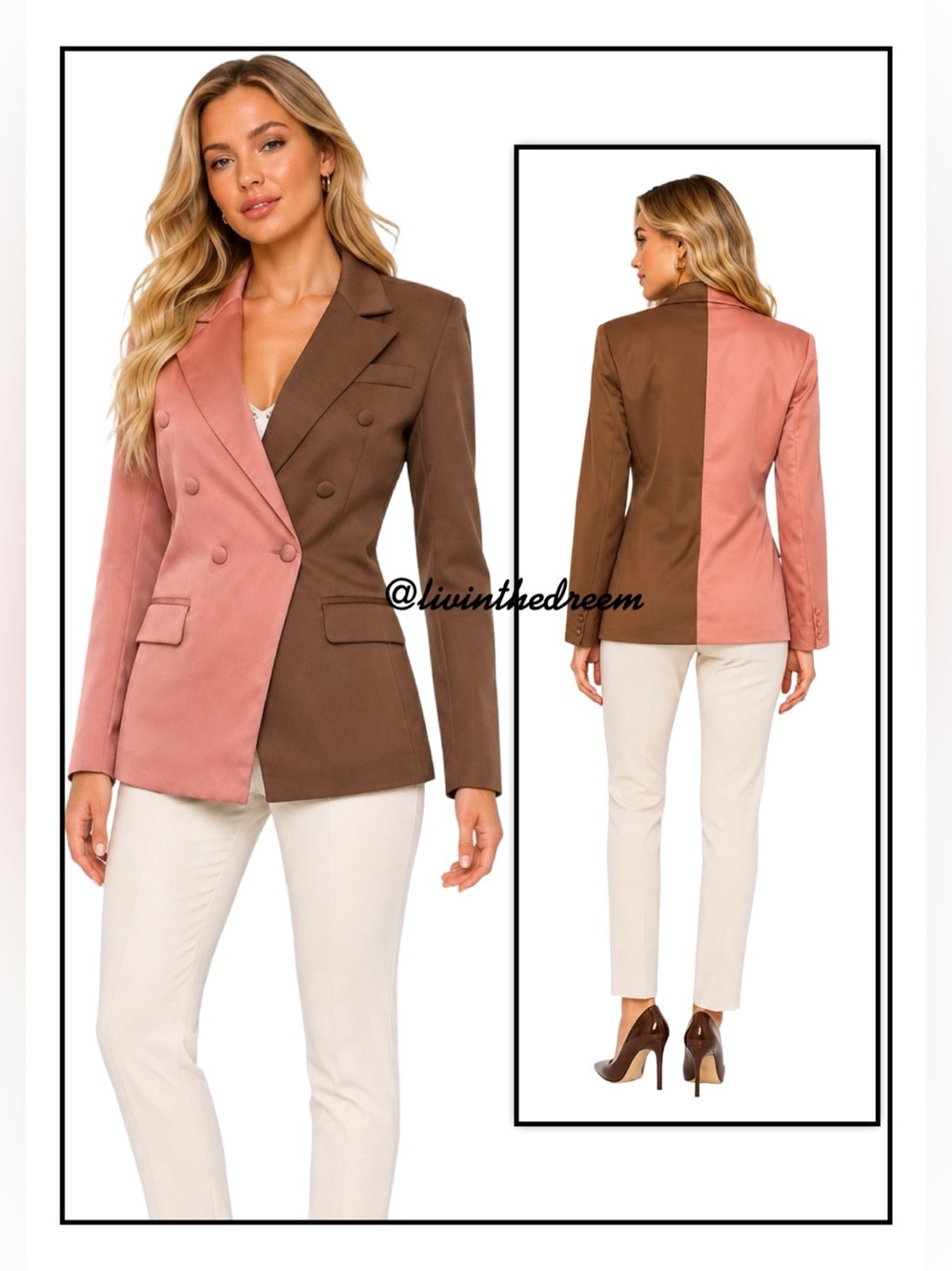 Better Be Color Block Brown Blazer SZ M
